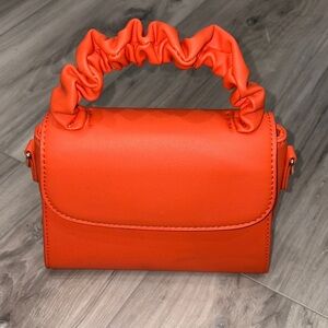 Vibrant Orange Mini Bag with Ruffled Handle